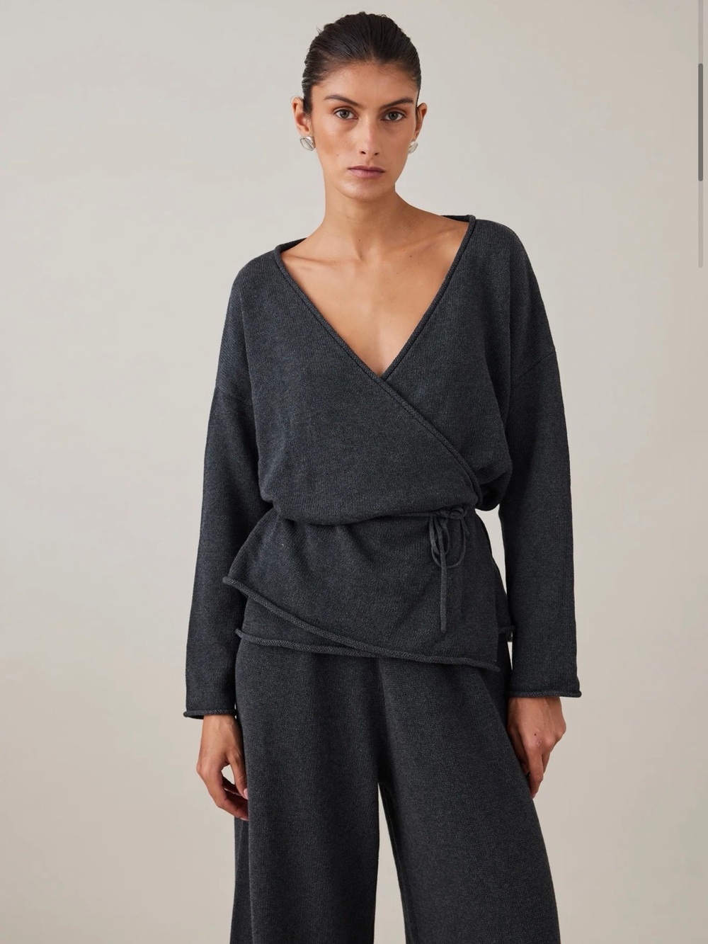 Elce Swim Sabine Wrap Knit in Charcoal - medium